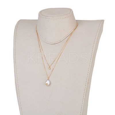Natural Baroque Pearl Keshi Pearl Tiered Necklaces NJEW-JN02255-03-1