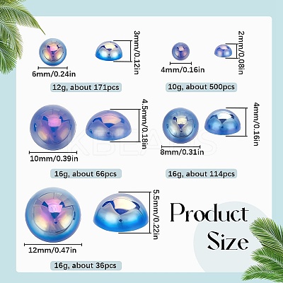 70G  5 Styles ABS Plastic Imitation Pearl Cabochons OACR-SC0001-45E-1
