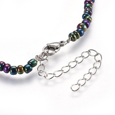 Glass Seed Beads Pendant Necklaces NJEW-JN02314-M-1