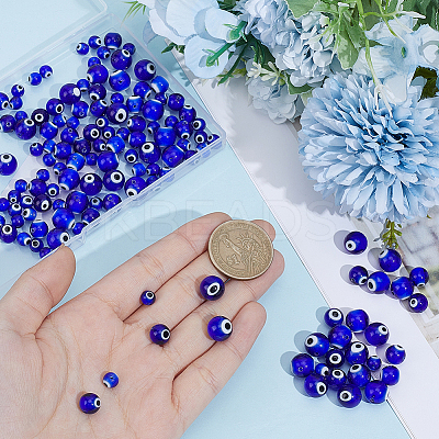 3 Strands 3 Styles Round Handmade Evil Eye Lampwork Beads Strands LAMP-PA0001-48-1