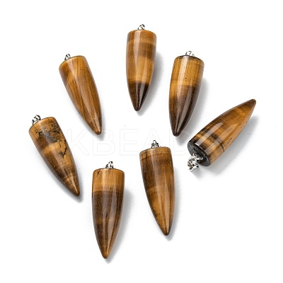 Natural Tiger Eye Pointed Pendants G-D040-01P-B05-1