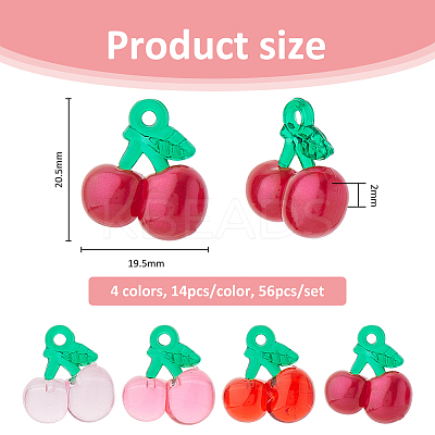 56Pcs 4 Colors Transparent Resin Pendants RESI-FH0001-64-1