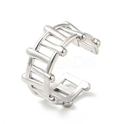 Non-Tarnish 304 Stainless Steel Fence Shape Open Cuff Ring RJEW-I085-22P-1