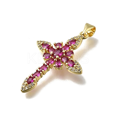 Brass Micro Pave Cubic Zirconia Pendants KK-C090-39G-1