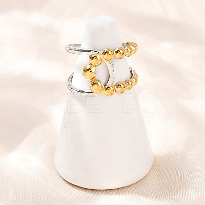 304 Stainless Steel Double Color Cuff Rings RJEW-S635-01GP-16-1