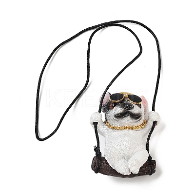 Cute Resin Swinging Bulldog Pendant Decorations LS-HJEW-A010-01B-1