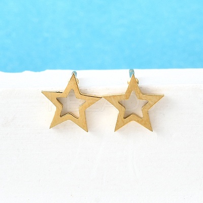 304 Stainless Steel Tiny Hollow Out Star Stud Earrings for Women LS-STAS-A065-01G-1