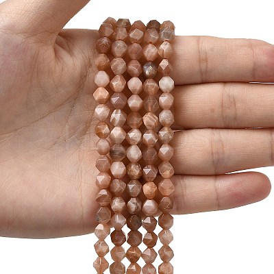 Natural Peach Moonstone Beads Strands G-Z119-A18-01-1