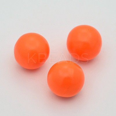 No Hole Spray Painted Fluorescence Brass Round Ball Beads Fit Cage Pendants KKB-J004-03-1