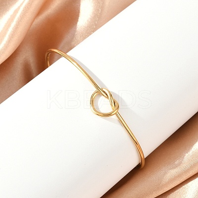 Ion Plating(IP) 304 Stainless Steel Knot Cuff Bangles for Women LS-BJEW-M233-04G-1