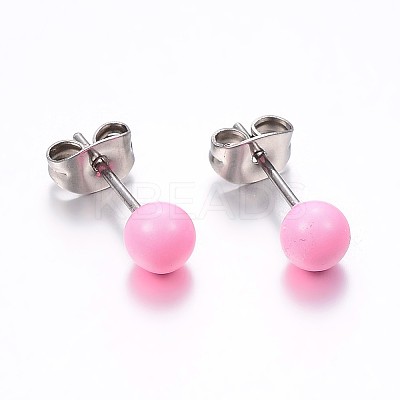 304 Stainless Steel Spray Painted Stud Earrings EJEW-H353-07-F-1