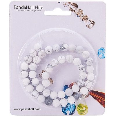 Frosted Natural Howlite Bead Strands G-PH0028-8mm-01-1
