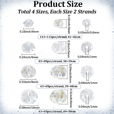 8 Strands 4 Styles Electroplate Glass Beads Strands EGLA-LT0001-06D-1