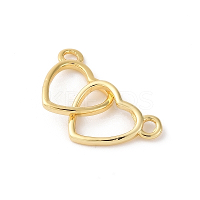 Brass Interlocking Heart Connector Charms KK-V016-10G-1