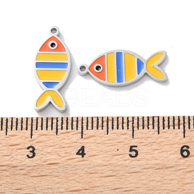304 Stainless Steel Enamel Pendants STAS-M102-12C-P-1