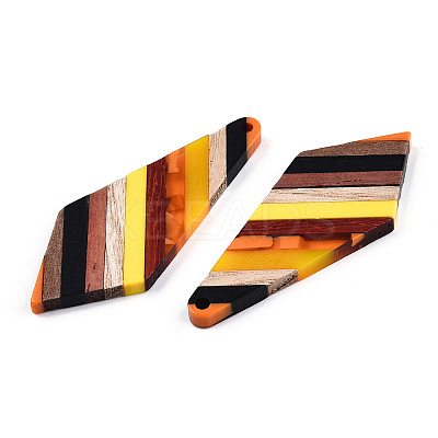 Transparent Resin & Walnut Wood Big Pendants X-RESI-TAC0017-48-B01-1