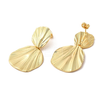 Brass Leaf Dangle Stud Earrings EJEW-G382-01G-1