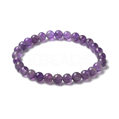 Natural Amethyst Bead Stretch Bracelets BJEW-K212-A-034-1