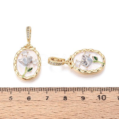 Spray Painted Brass Pave Clear Cubic Zirconia Pendants KK-T072-28B-G-1