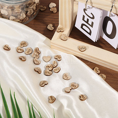 1400Pcs 2 Styles Heart Wood Craft Supplies WOOD-GL0001-23-1