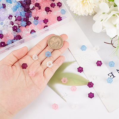 600Pcs 6 Colors Transparent Acrylic Beads & Bead Caps TACR-SC0001-16-1