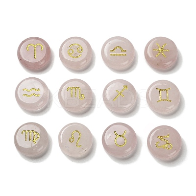 12 Constellation Natural Rose Quartz Cabochons Set G-Q190-03I-1