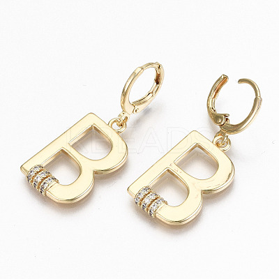 Brass Micro Pave Clear Cubic Zirconia Huggie Hoop Earrings KK-R117-047-NF-1