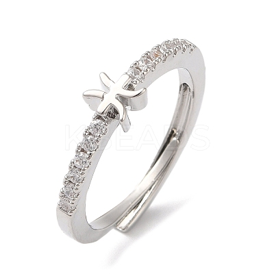 Rack Plating Brass Clear Cubic Zirconia Constellation Adjustable Rings for Women RJEW-S407-08P-04-1