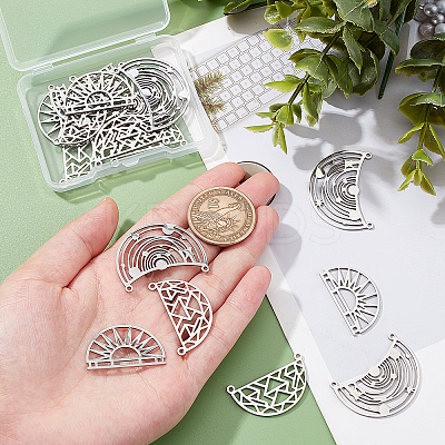 18Pcs 3 Style 201 Stainless Steel Pendants STAS-DC0006-36-1