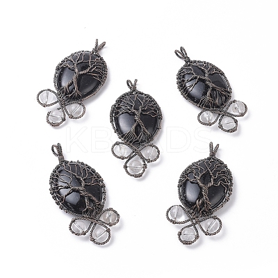 Natural & Synthetic Mixed Gemstone Big Pendants G-L521-D-1