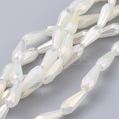 Electroplated Opaque Glass Beads Strands EGLA-L015-FR-B11-1