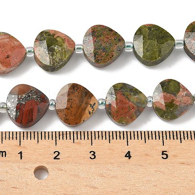 Natural Unakite Beads Strands G-D316-A13-1