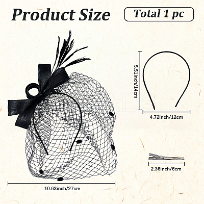 Gauze Mesh Veil Cloth with Aligator Hair Clip AJEW-WH20018-97A-1
