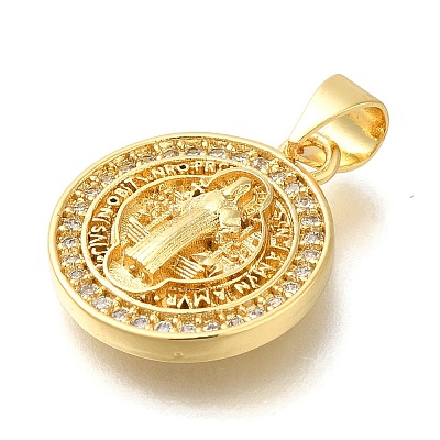 Rack Plating Brass with Cubic Zirconia Pendants KK-Z086-33G-01-1