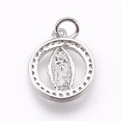 Brass Micro Pave Cubic Zirconia Pendants ZIRC-E152-14P-RS-1