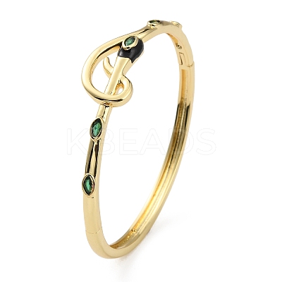 Cubic Zirconia Snake Hinged Bangle with Enamel BJEW-G673-03G-1