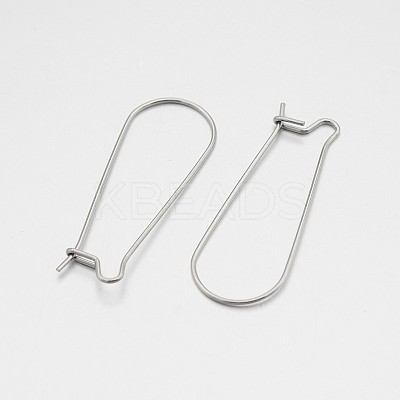 Tarnish Resistant 304 Stainless Steel Hoop Earrings Findings Kidney Ear Wires STAS-N060-01-1