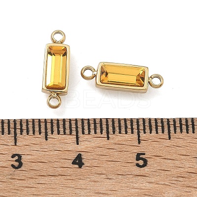 Birthstone 304 Stainless Steel Rhinestone Connector Charms STAS-L022-576G-10-1