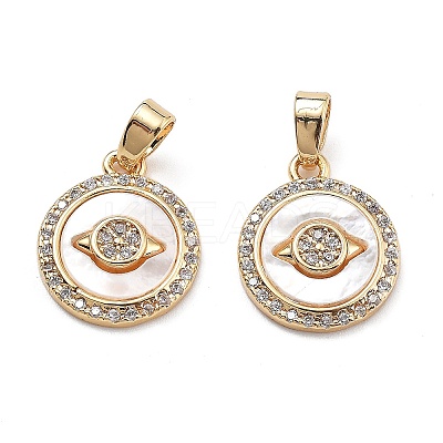 Brass Micro Pave Cubic Zirconia Charms KK-L222-019G-1