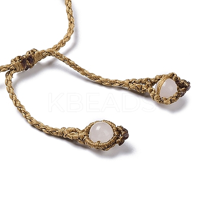 Natural Rose Quartz Bullet Braided Bead Bracelet BJEW-K225-01A-1