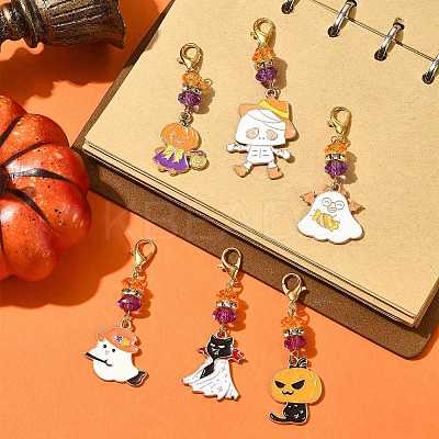6Pcs Alloy Enamel Pendant Decorations HJEW-FS00059-1