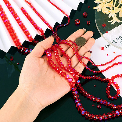 5 Strands 5 Size Transparent Electroplate Glass Beads Strands GLAA-TA0001-96A-1
