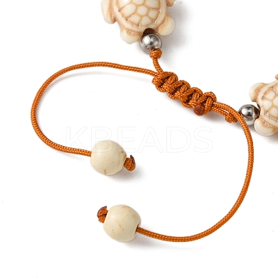 Starfish & Turtle Synthetic Turquoise Braided Beaded Bracelets BJEW-JB10926-04-1