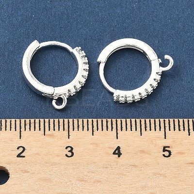 Brass Micro Pave Clear Cubic Zirconia Hoop Earring Findings KK-H532-14B-S-1