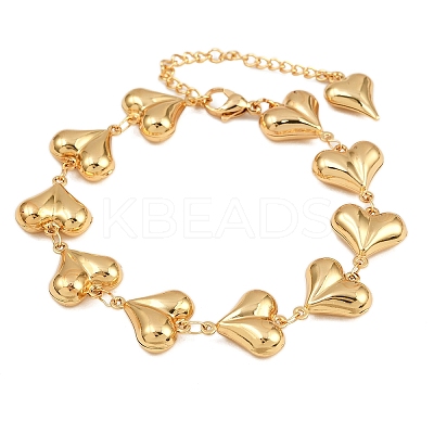 304 Stainless Steel Heart Link Chain Bracelets for Valentine's Day Gift BJEW-D359-17B-G-1