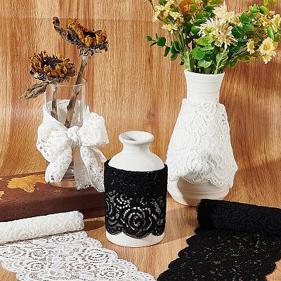 4 Yards 2 Colors Nylon Flower Leaf Wavy Edge Lace Trim OCOR-GF0002-60-1
