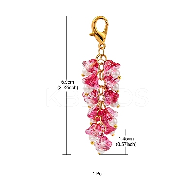 Trumpet Flower Glass Pendant Decorations HJEW-YW0001-02D-1