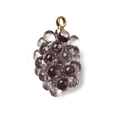 Grape Brass Acrylic Pendants OACR-R006-05G-01-1