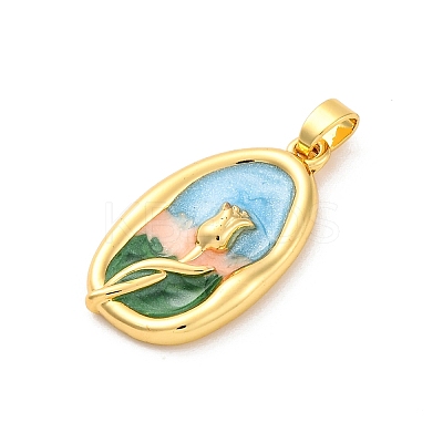 Brass Enamel Pendants KK-S502-02G-B-1