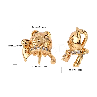 Brass Micro Pave Clear Cubic Zirconia Screw Eye Peg Bails KK-Q764-031-1